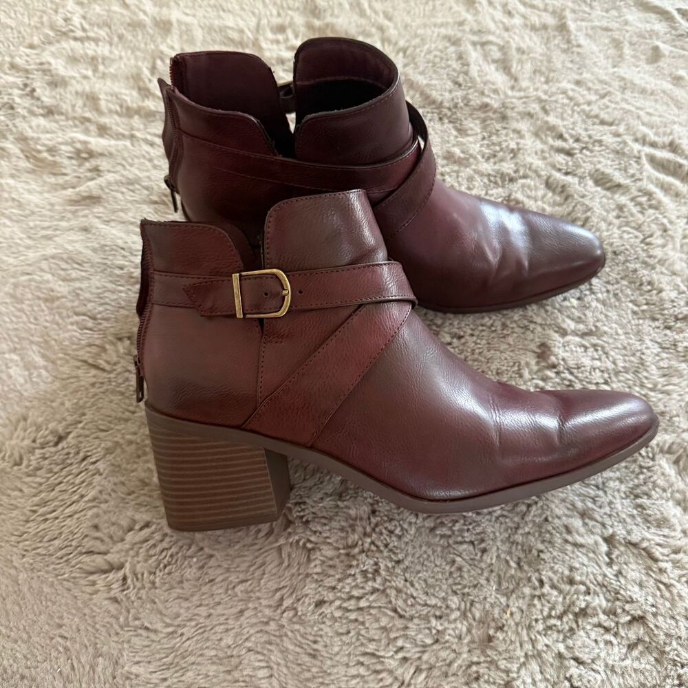 Frye & Co Womens Booties Pembrooke Redwood Stacked Heel Boots Size 11 EUC